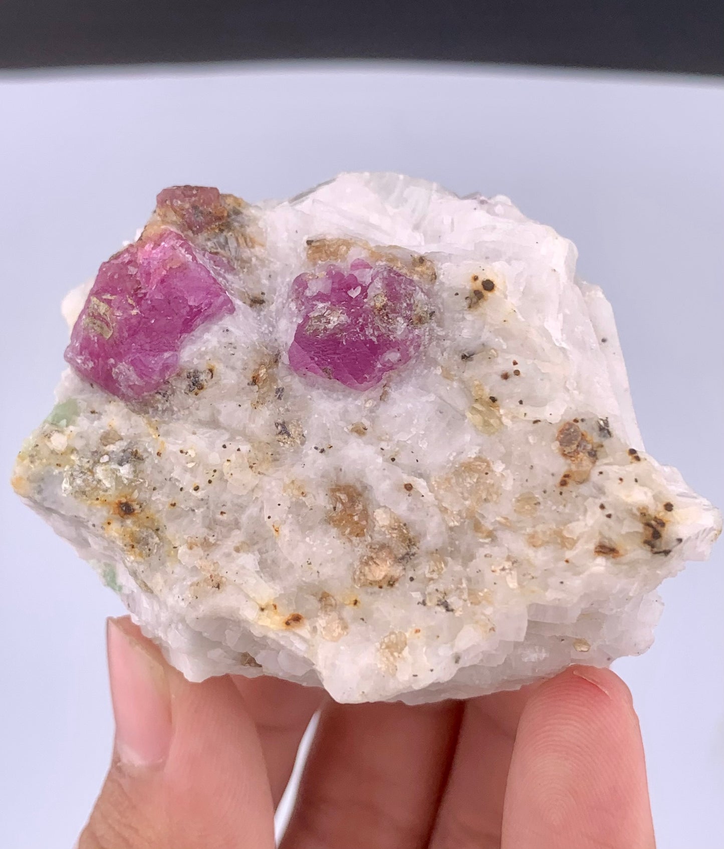 Pink Ruby Crystals On Matrix From Afghanistan - 128 Grams