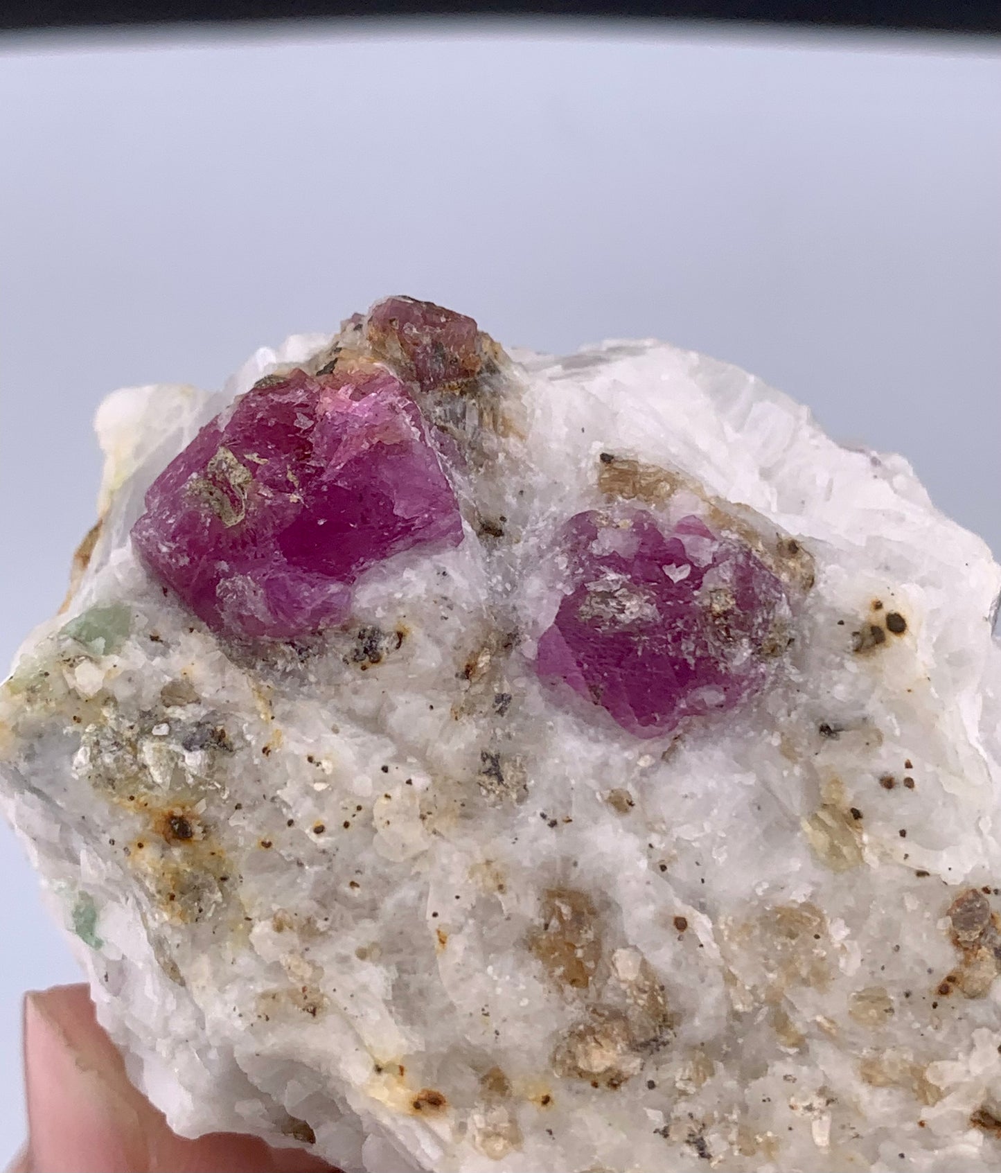 Pink Ruby Crystals On Matrix From Afghanistan - 128 Grams