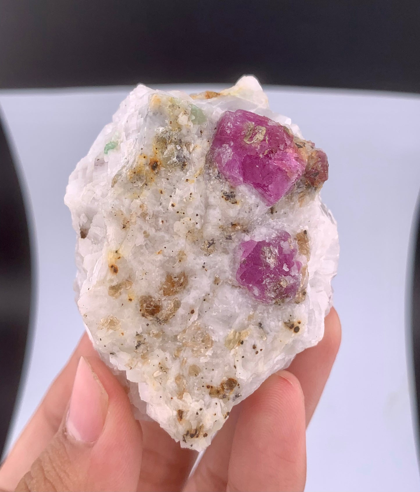 Pink Ruby Crystals On Matrix From Afghanistan - 128 Grams