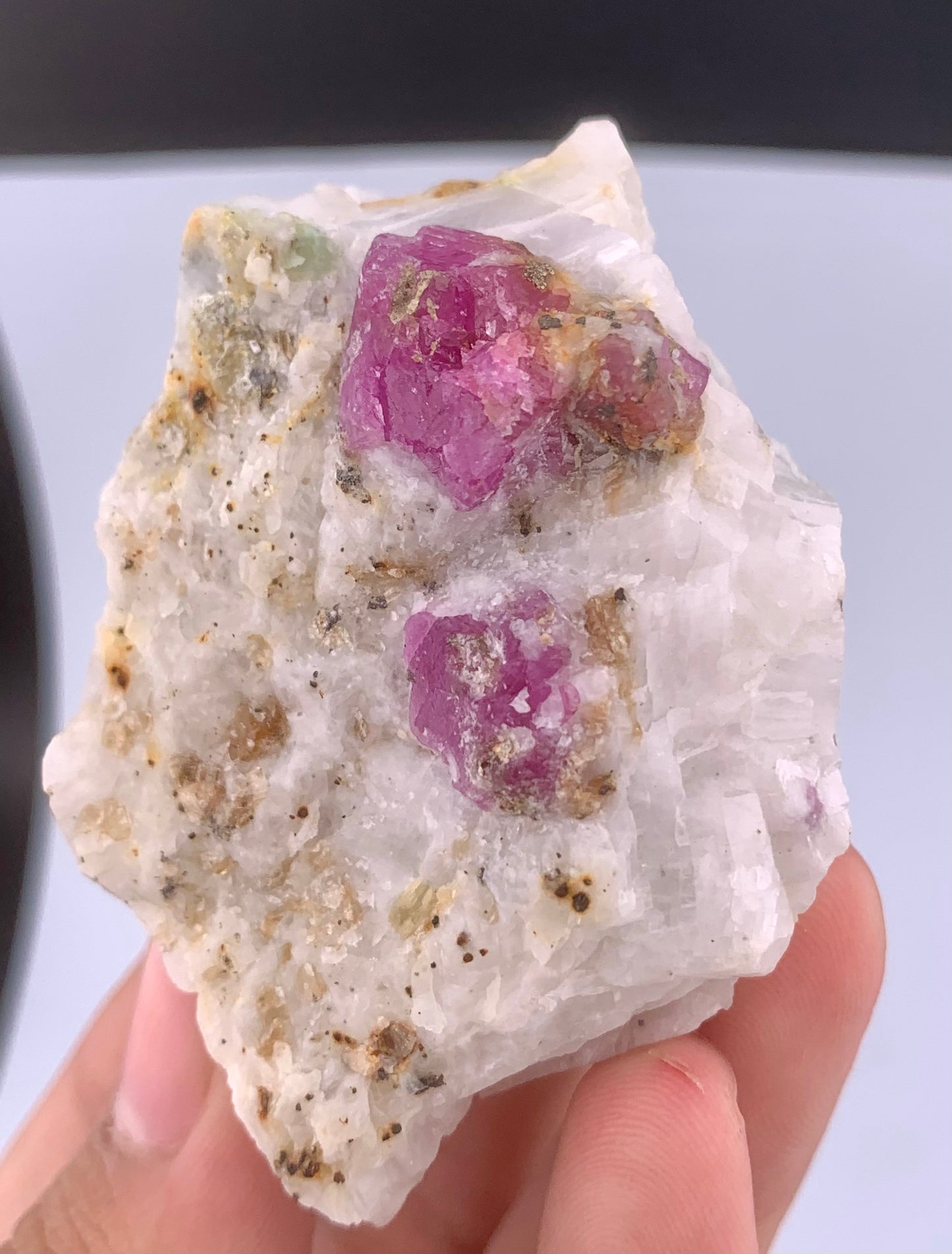 Pink Ruby Crystals On Matrix From Afghanistan - 128 Grams