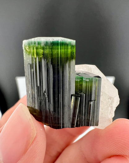 Green Cap Tourmaline Crystal with Quartz from Pakistan - 17 Grams