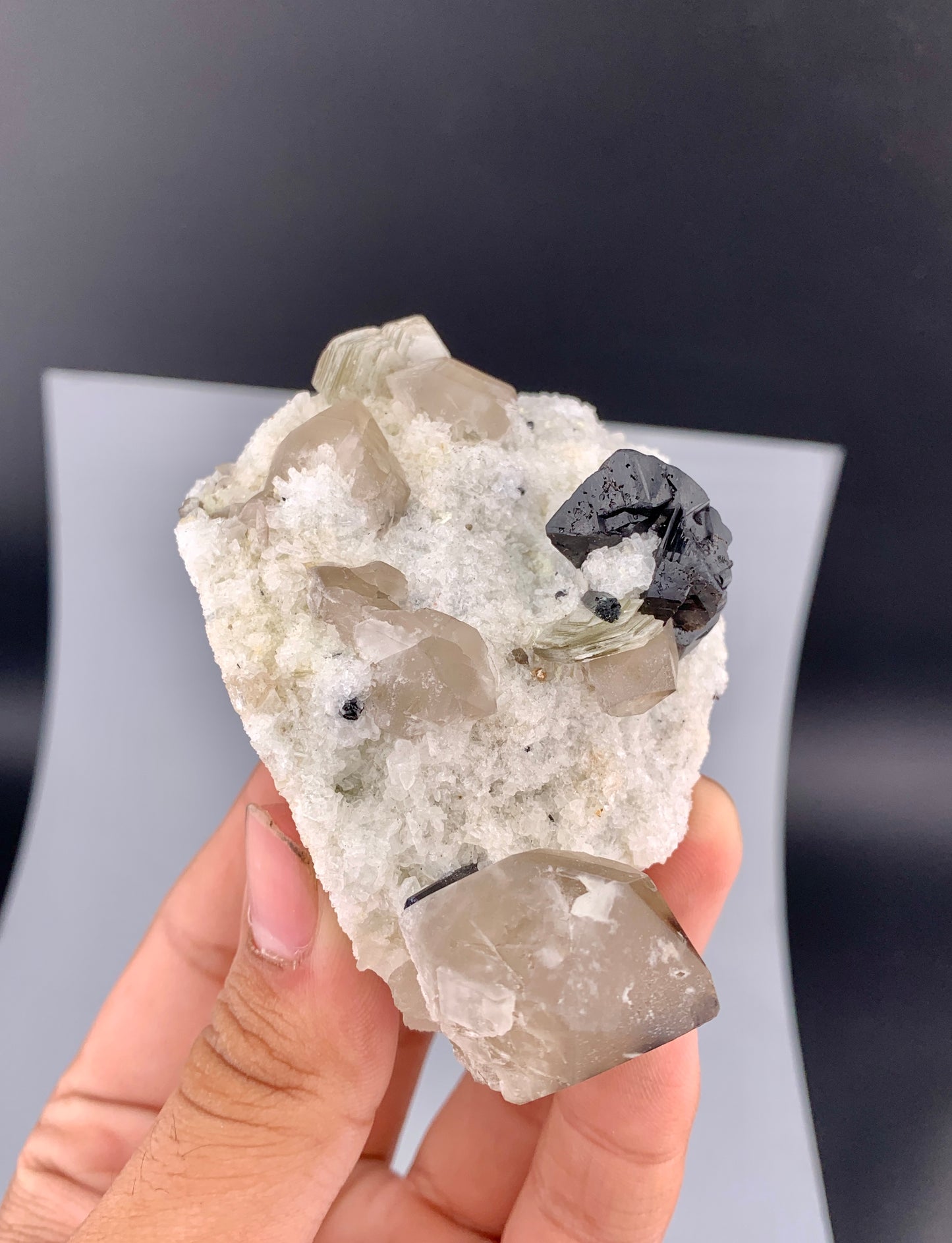Rare Black Cassiterite Crystal With Quartz on Matrix From Skardu Pakistan - 176 Grams