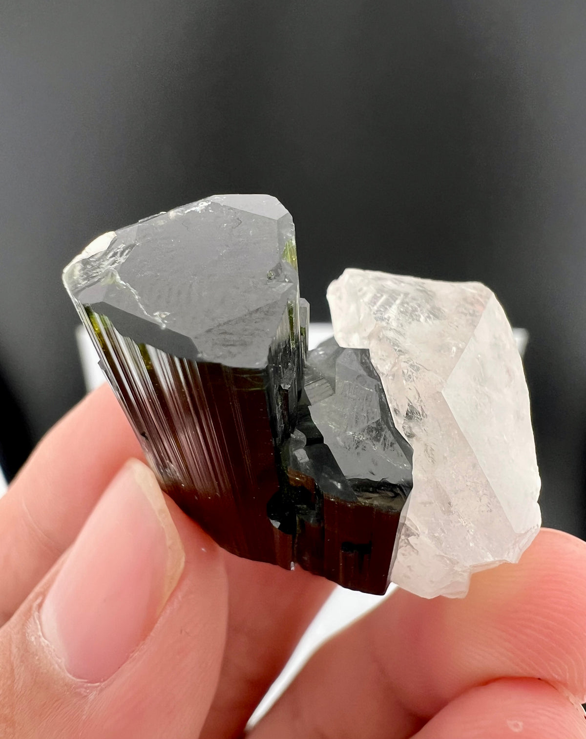 Green Cap Tourmaline Crystal with Quartz from Pakistan - 17 Grams
