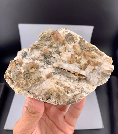 Yellow Sphene Crystals on Matrix from Skardu Pakistan - 396 Grams