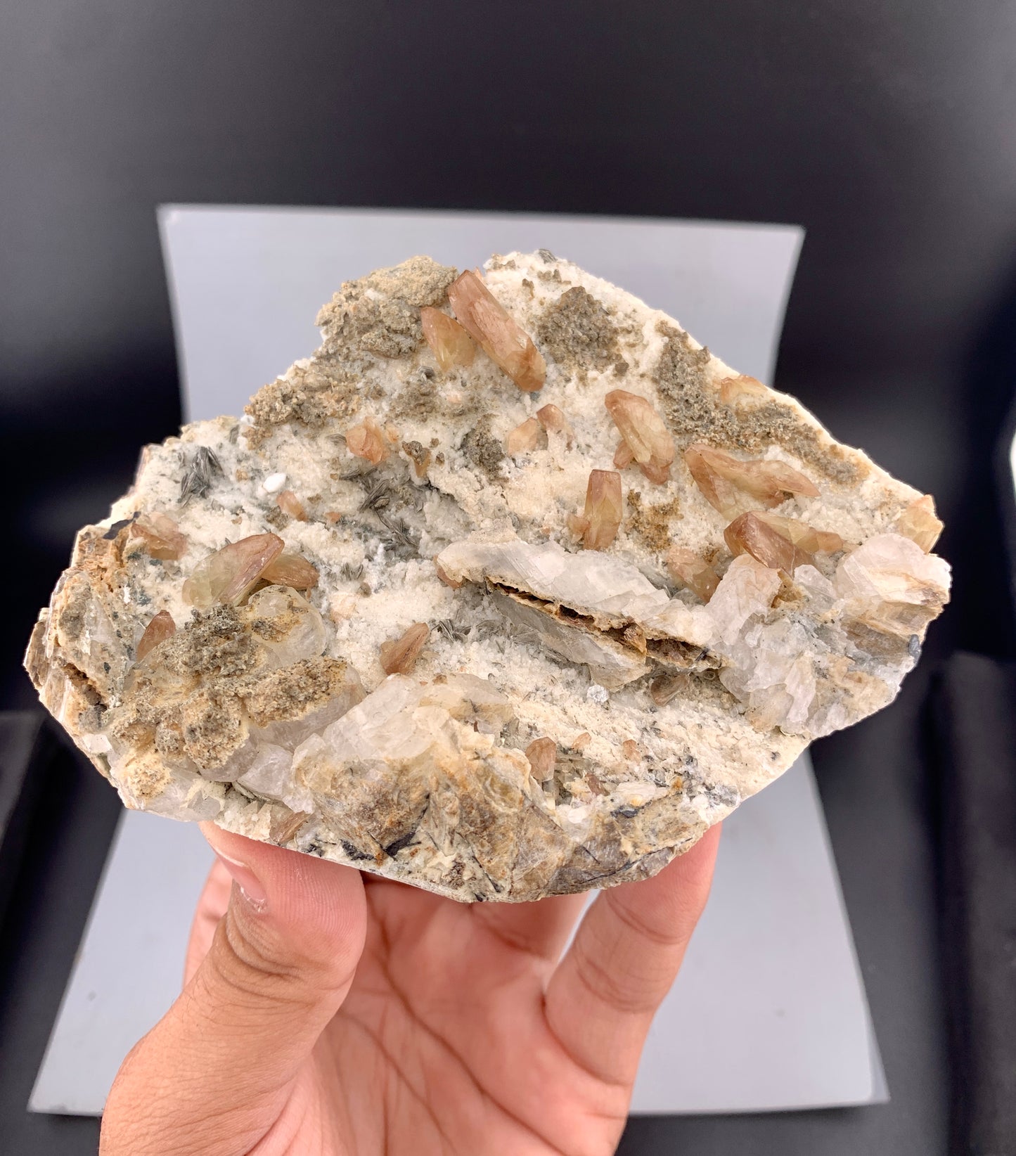 Yellow Sphene Crystals on Matrix from Skardu Pakistan - 396 Grams