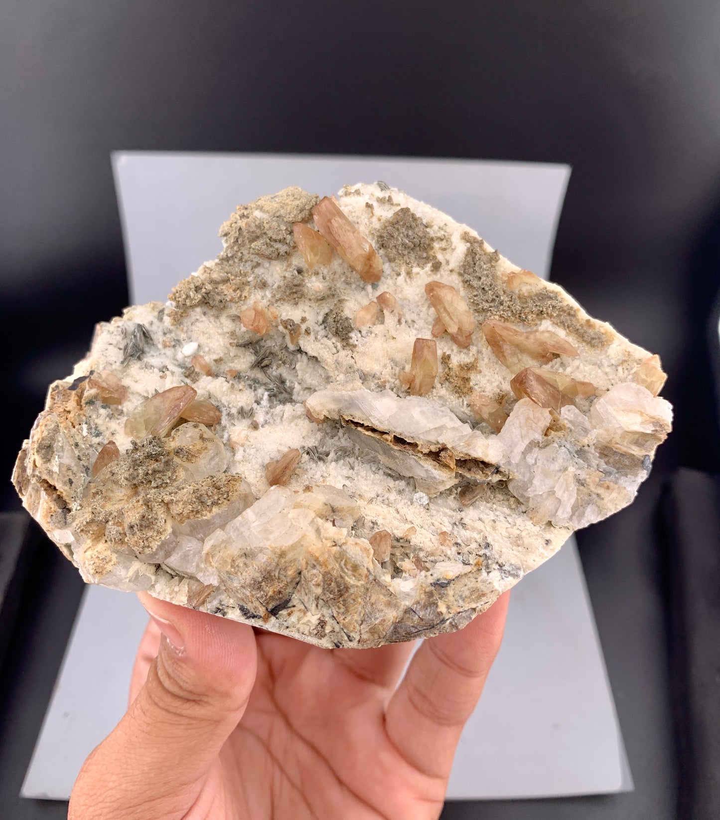 Yellow Sphene Crystals on Matrix from Skardu Pakistan - 396 Grams
