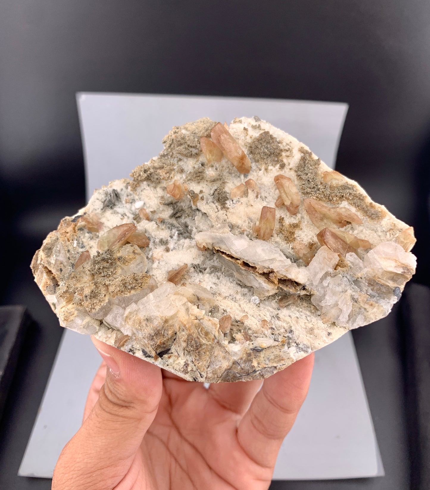 Yellow Sphene Crystals on Matrix from Skardu Pakistan - 396 Grams