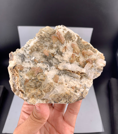 Yellow Sphene Crystals on Matrix from Skardu Pakistan - 396 Grams