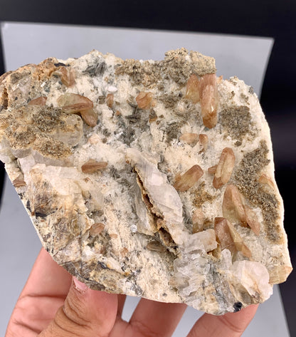 Yellow Sphene Crystals on Matrix from Skardu Pakistan - 396 Grams