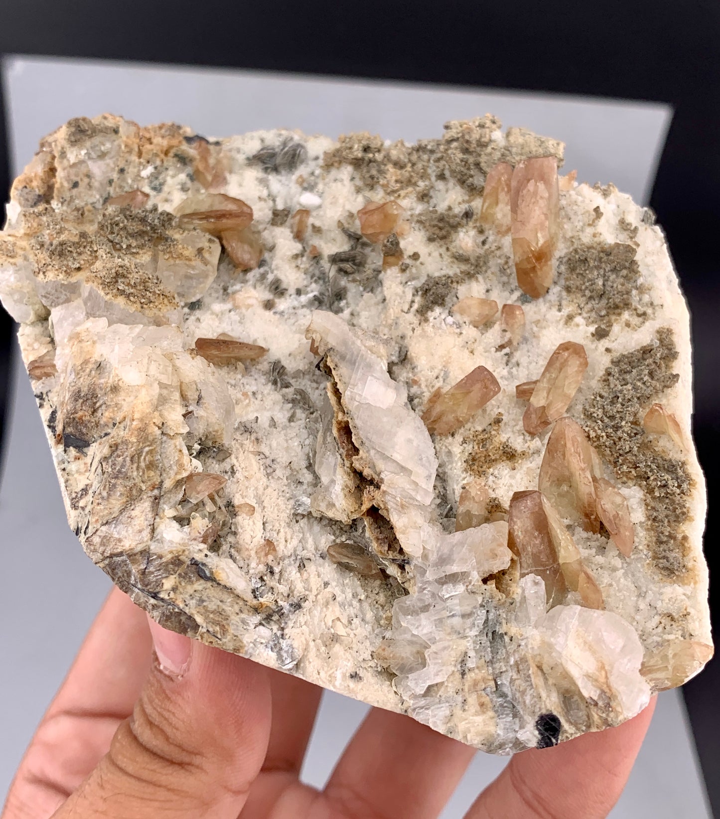 Yellow Sphene Crystals on Matrix from Skardu Pakistan - 396 Grams