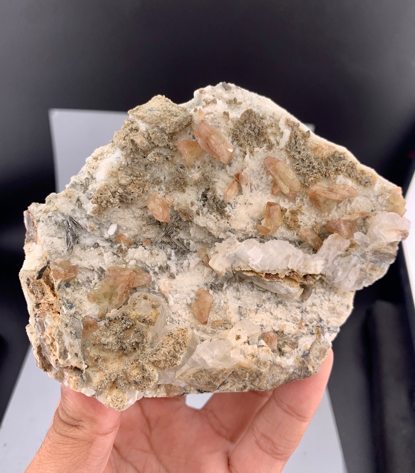 Yellow Sphene Crystals on Matrix from Skardu Pakistan - 396 Grams