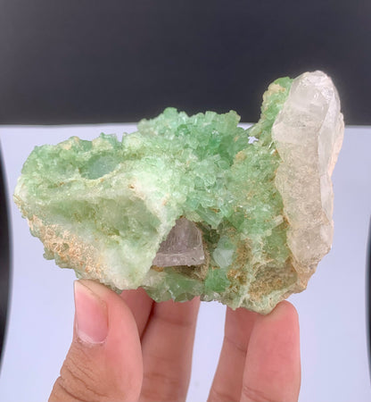 Green Tourmaline Crystals Cluster With Kunzite on matrix From Afghanistan - 287 Grams