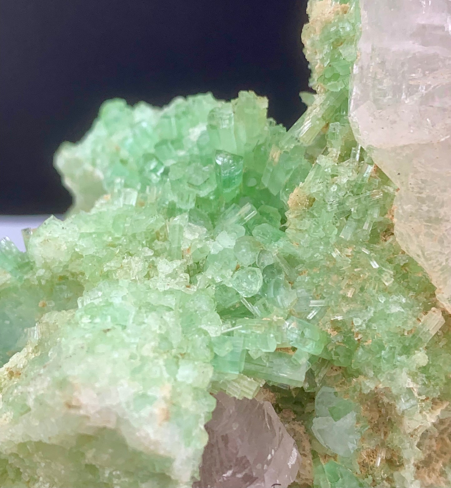 Green Tourmaline Crystals Cluster With Kunzite on matrix From Afghanistan - 287 Grams