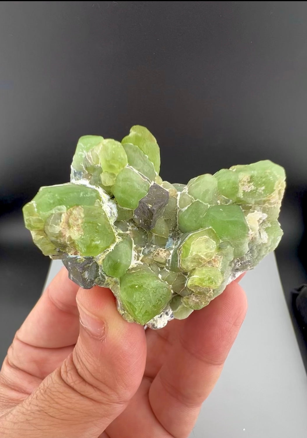 Green Peridot Crystals With Magnetite From Pakistan - 85 Grams