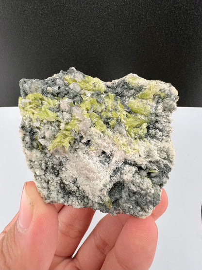 Natural Green Sphene Crystals on Matrix From Pakistan - 77 Grams