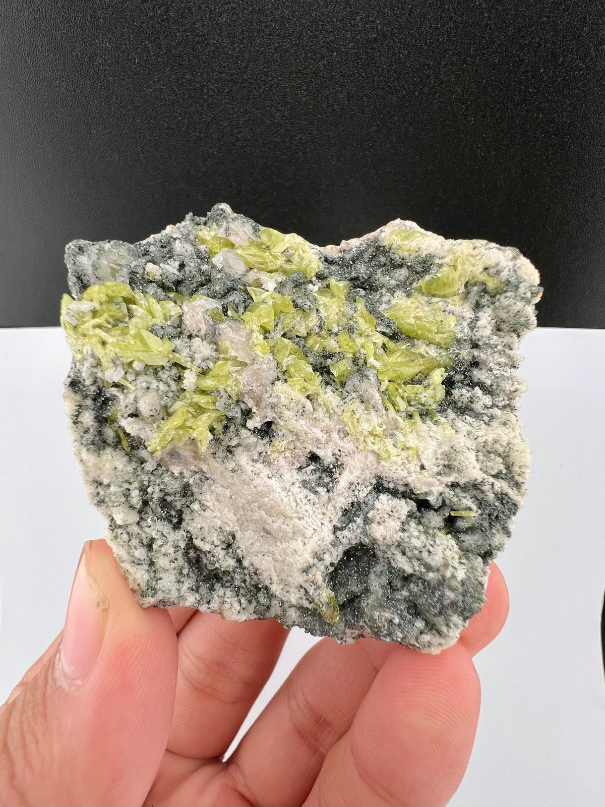 Natural Green Sphene Crystals on Matrix From Pakistan - 77 Grams