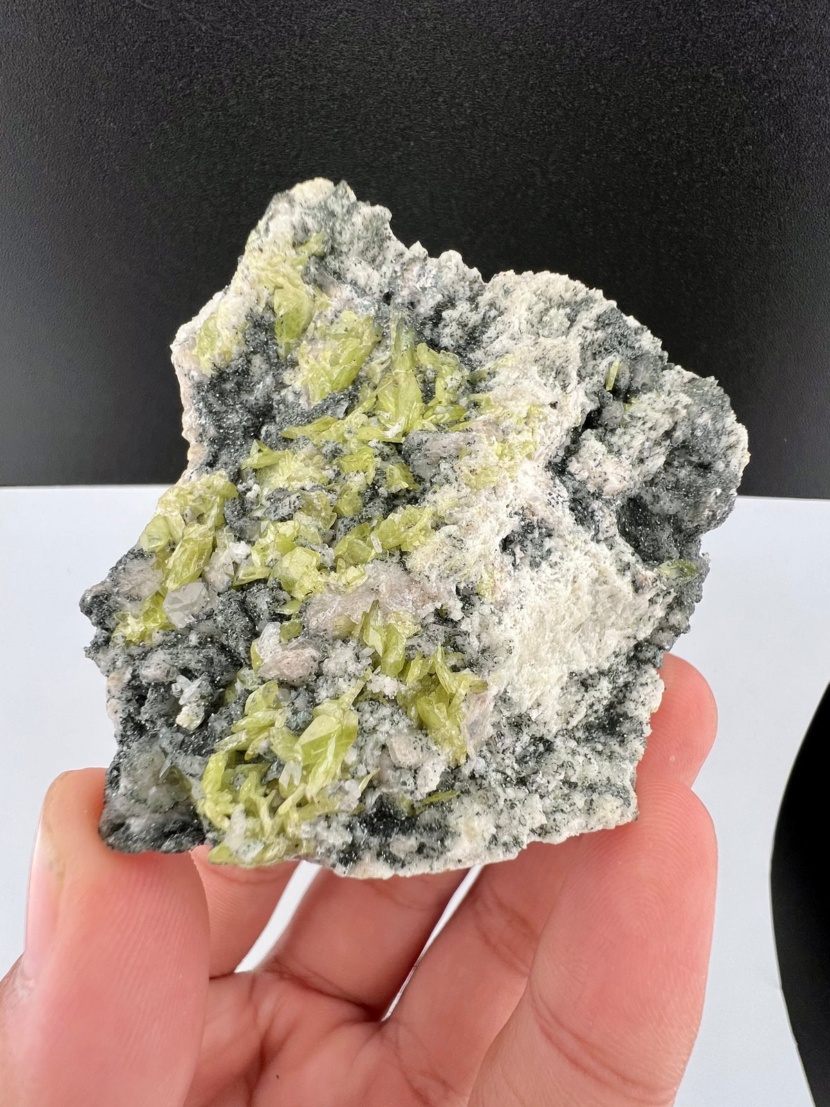 Natural Green Sphene Crystals on Matrix From Pakistan - 77 Grams