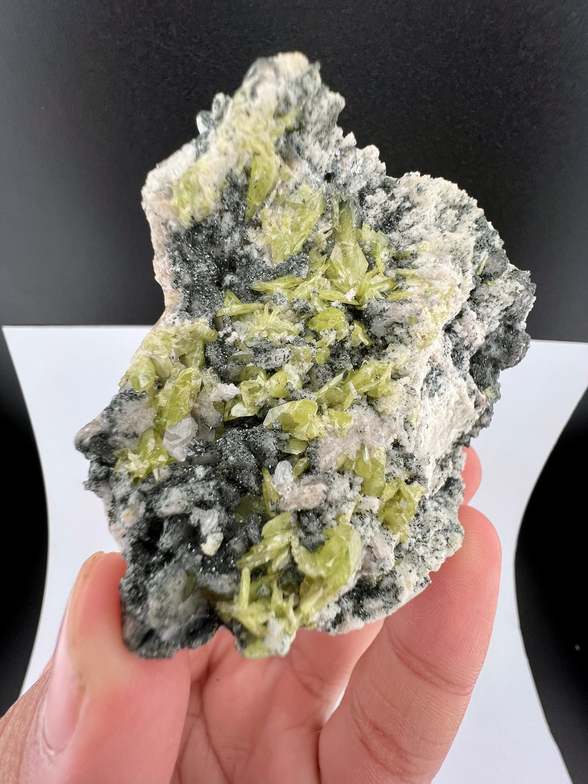 Natural Green Sphene Crystals on Matrix From Pakistan - 77 Grams