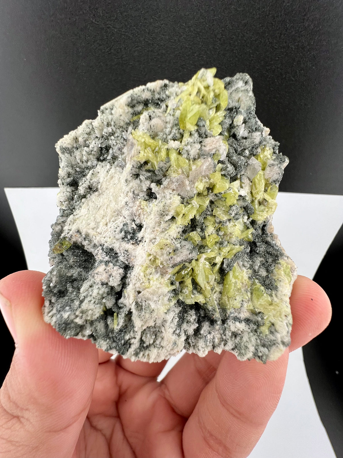 Natural Green Sphene Crystals on Matrix From Pakistan - 77 Grams