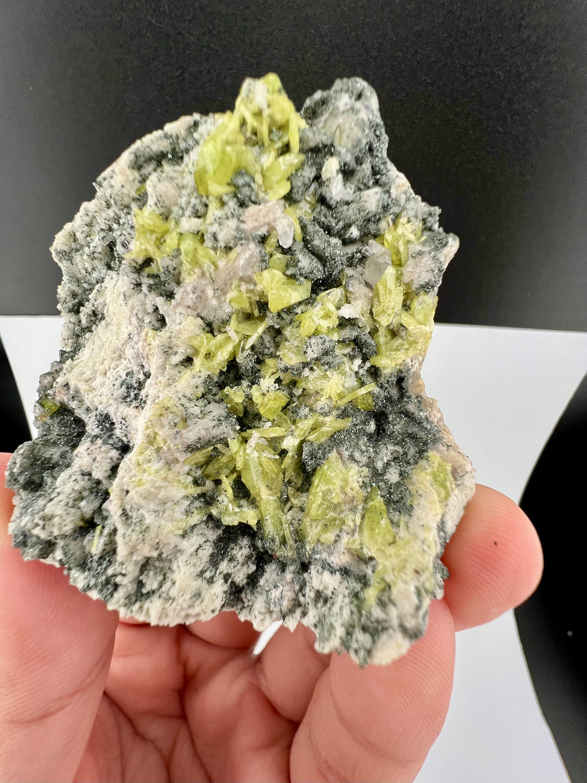Natural Green Sphene Crystals on Matrix From Pakistan - 77 Grams