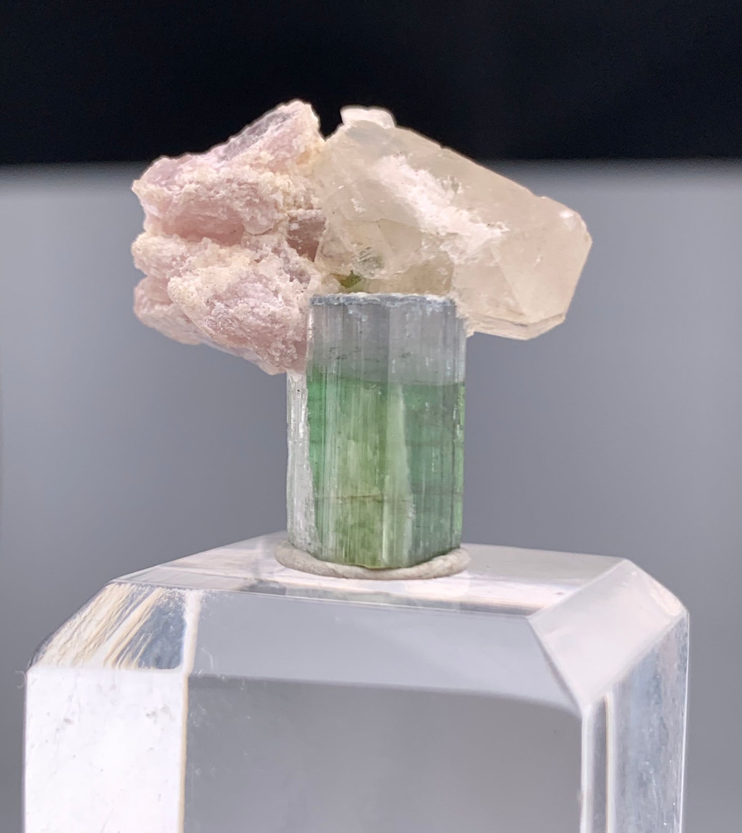Bi-color Tourmaline Crystal With Quartz And Leapodolite from Afghanistan – 25.80 Carats