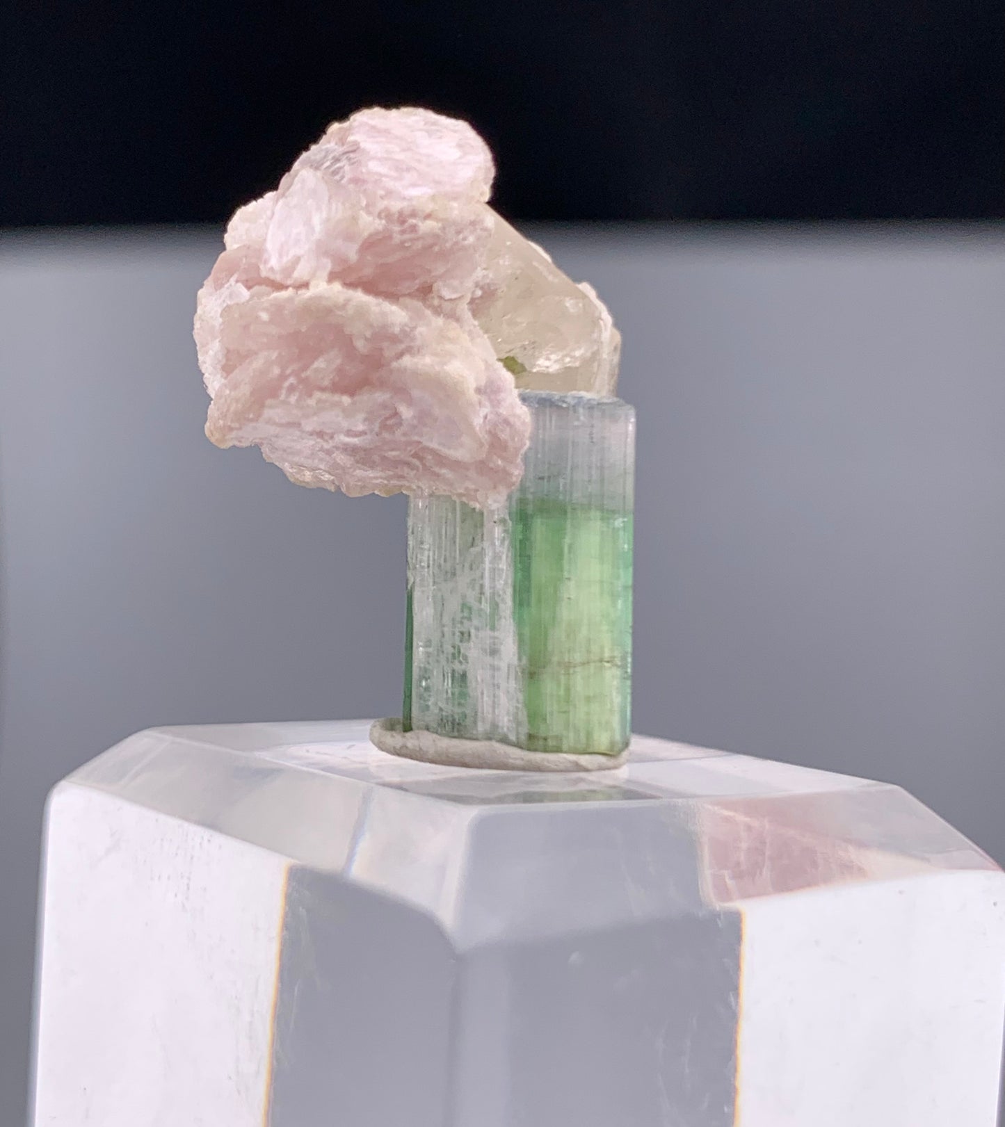 Bi-color Tourmaline Crystal With Quartz And Leapodolite from Afghanistan – 25.80 Carats