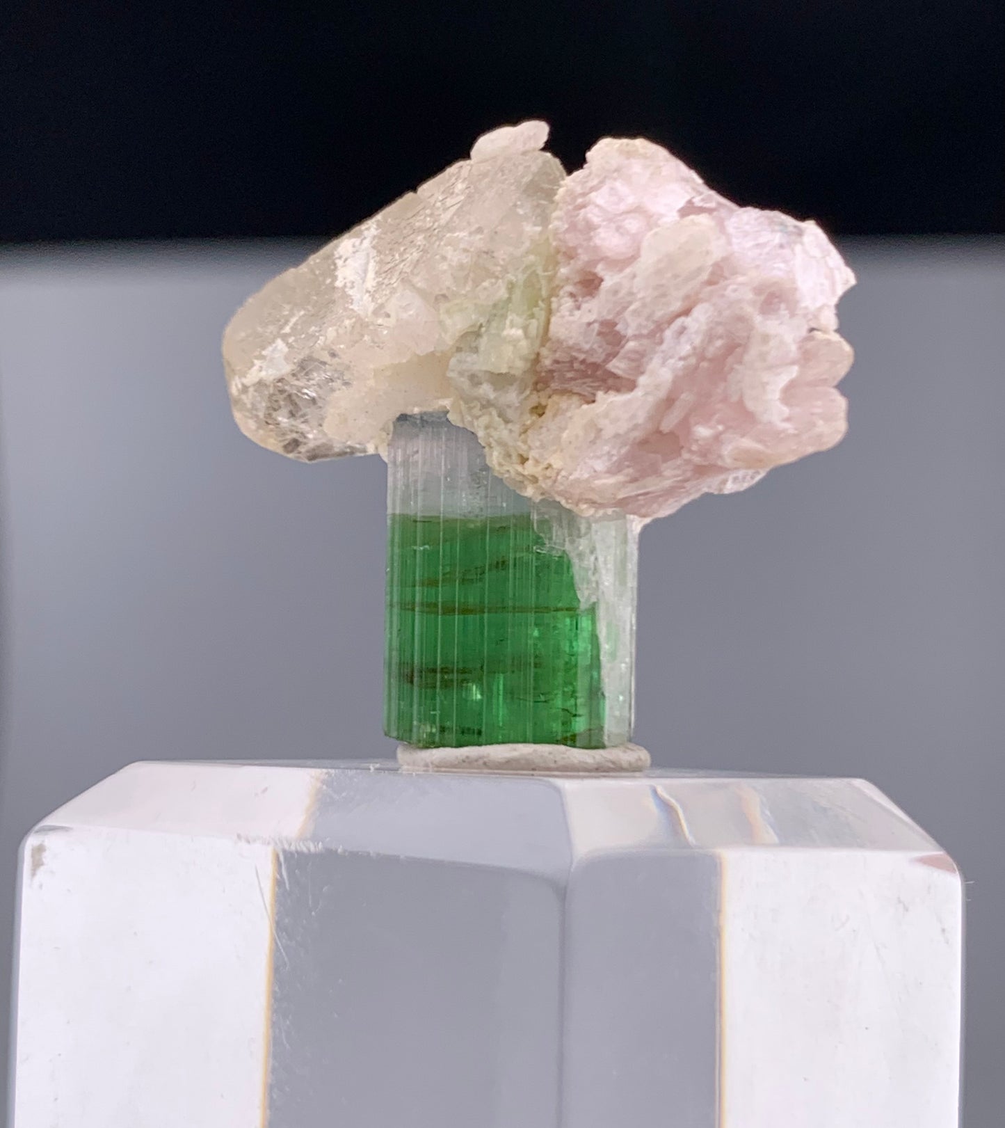 Bi-color Tourmaline Crystal With Quartz And Leapodolite from Afghanistan – 25.80 Carats