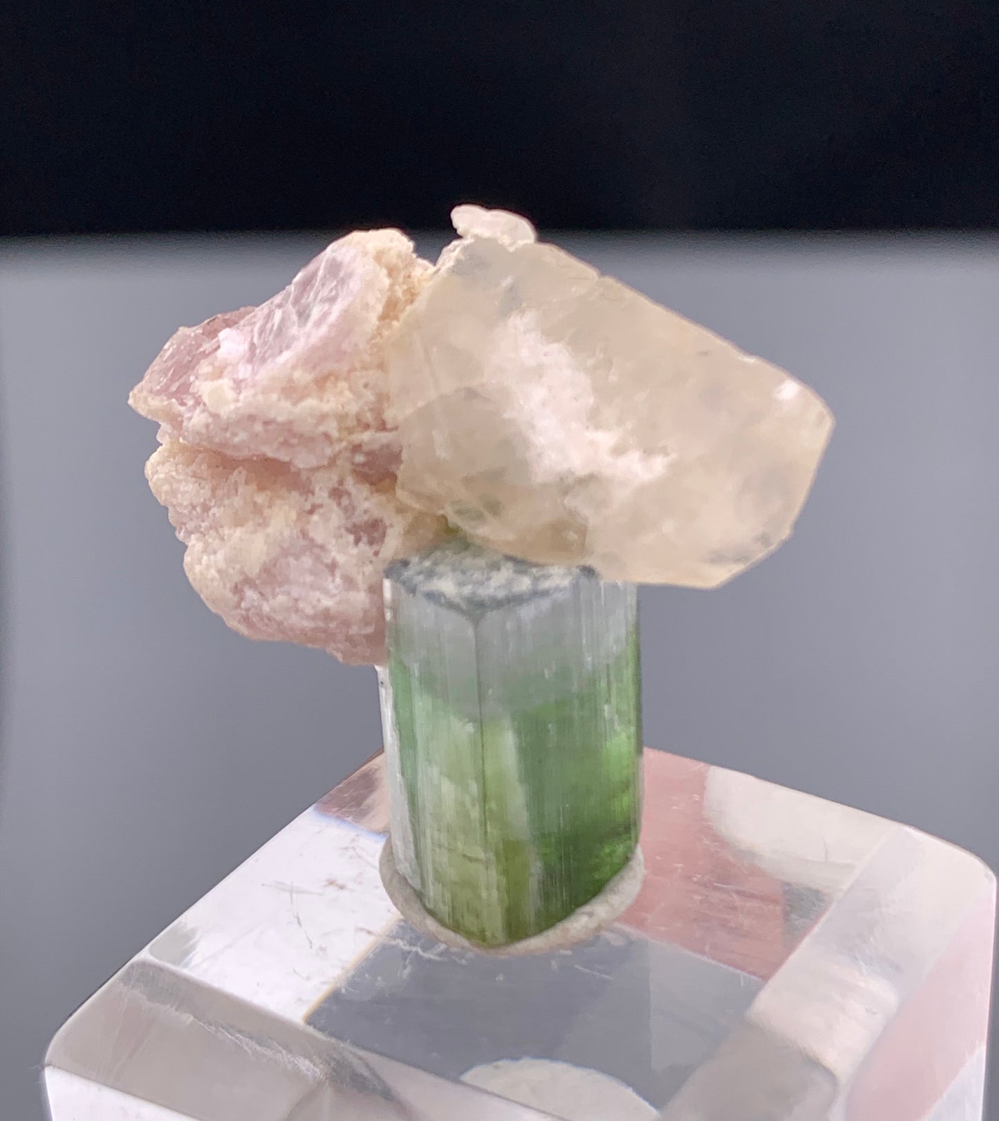 Bi-color Tourmaline Crystal With Quartz And Leapodolite from Afghanistan – 25.80 Carats
