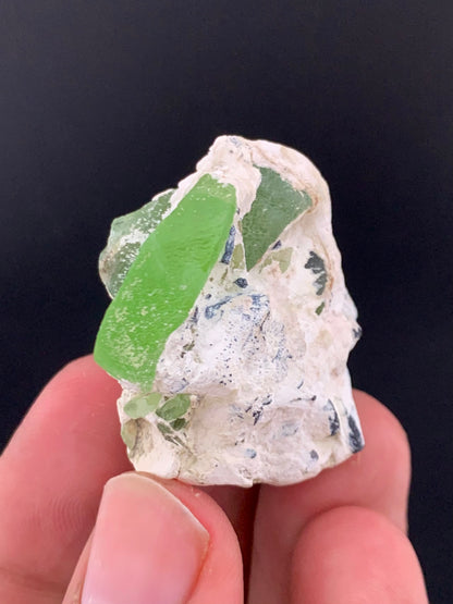 Green Peridot Crystal On Matrix  From Pakistan -20 Gram