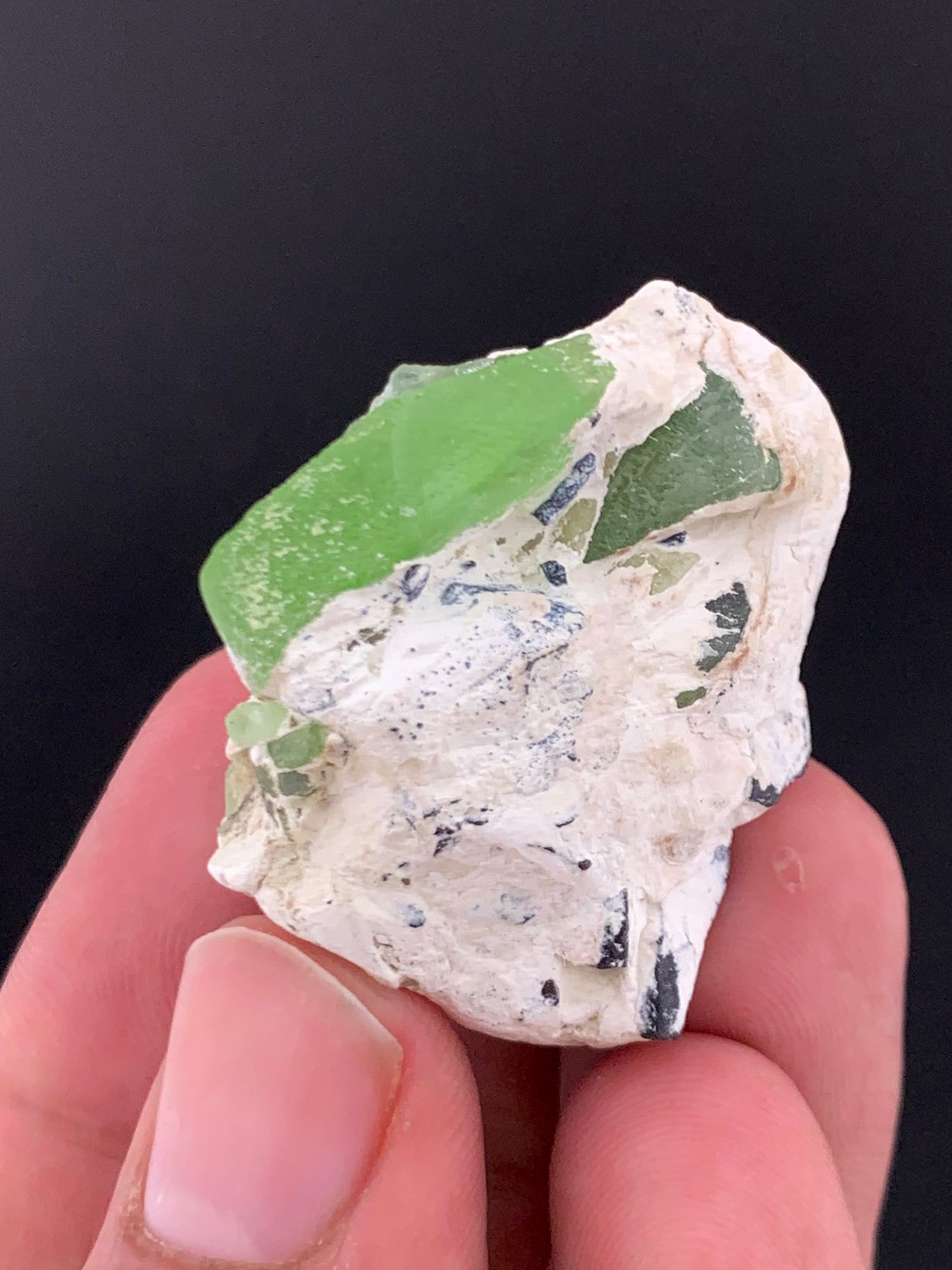 Green Peridot Crystal On Matrix  From Pakistan -20 Gram