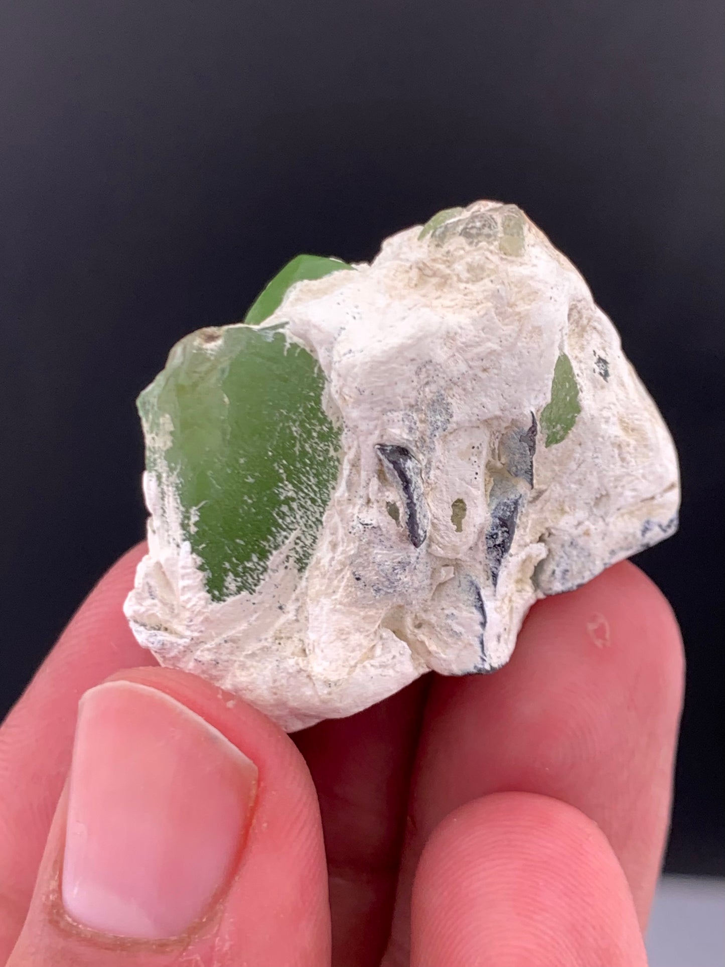 Green Peridot Crystal On Matrix  From Pakistan -20 Gram