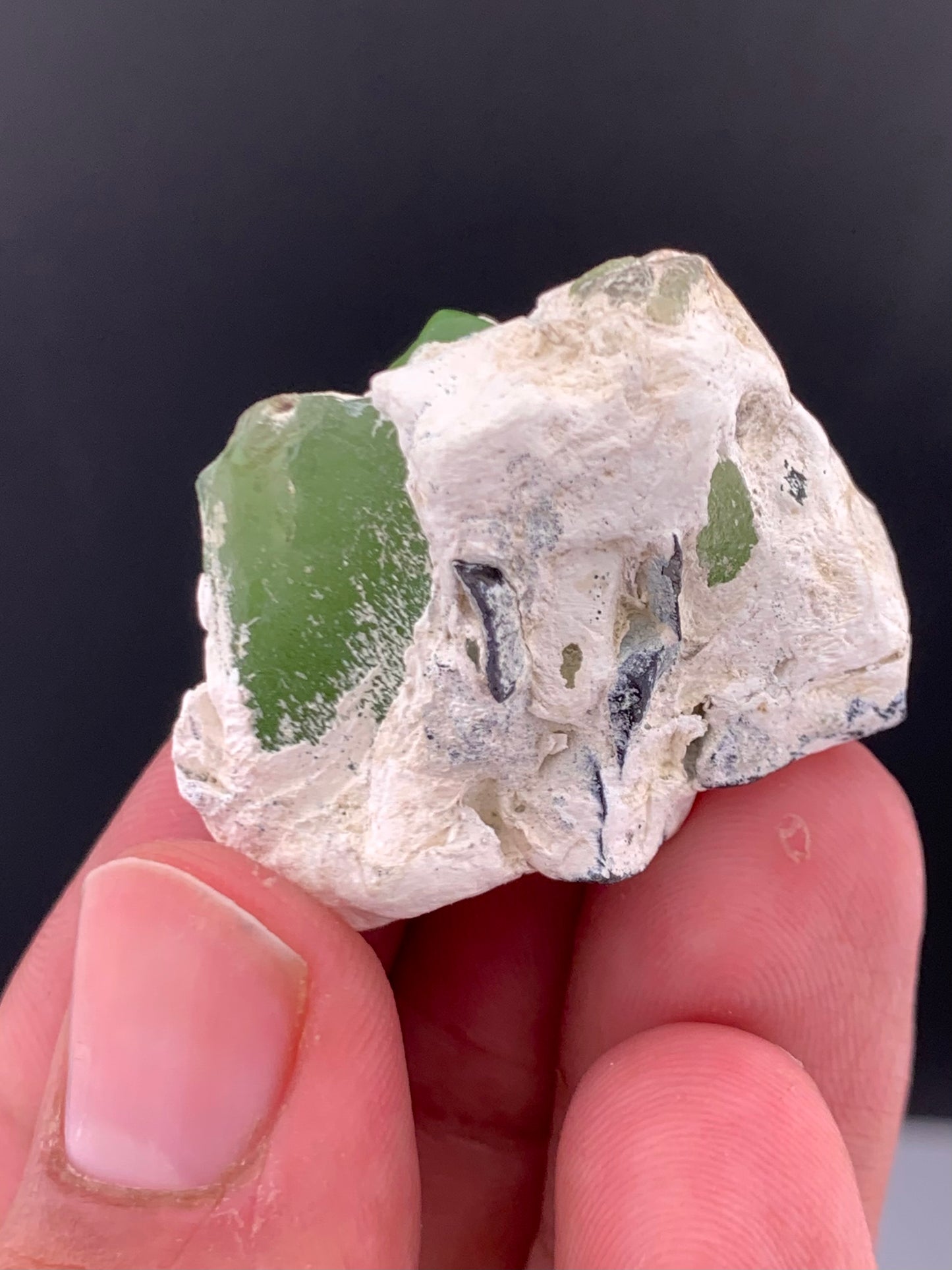 Green Peridot Crystal On Matrix  From Pakistan -20 Gram