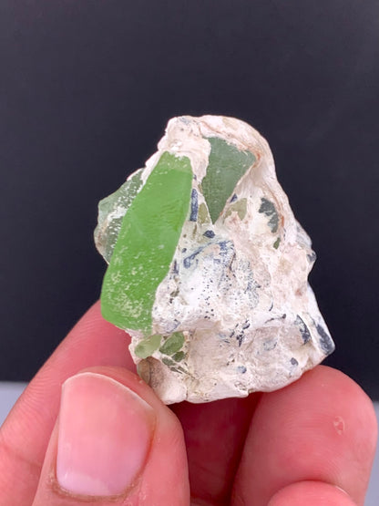 Green Peridot Crystal On Matrix  From Pakistan -20 Gram