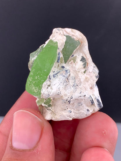 Green Peridot Crystal On Matrix  From Pakistan -20 Gram