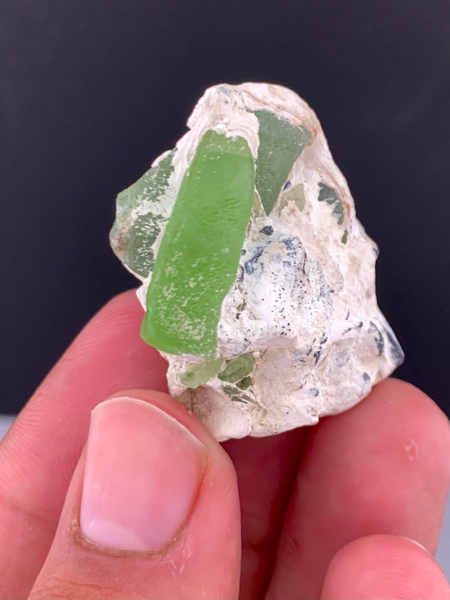 Green Peridot Crystal On Matrix  From Pakistan -20 Gram