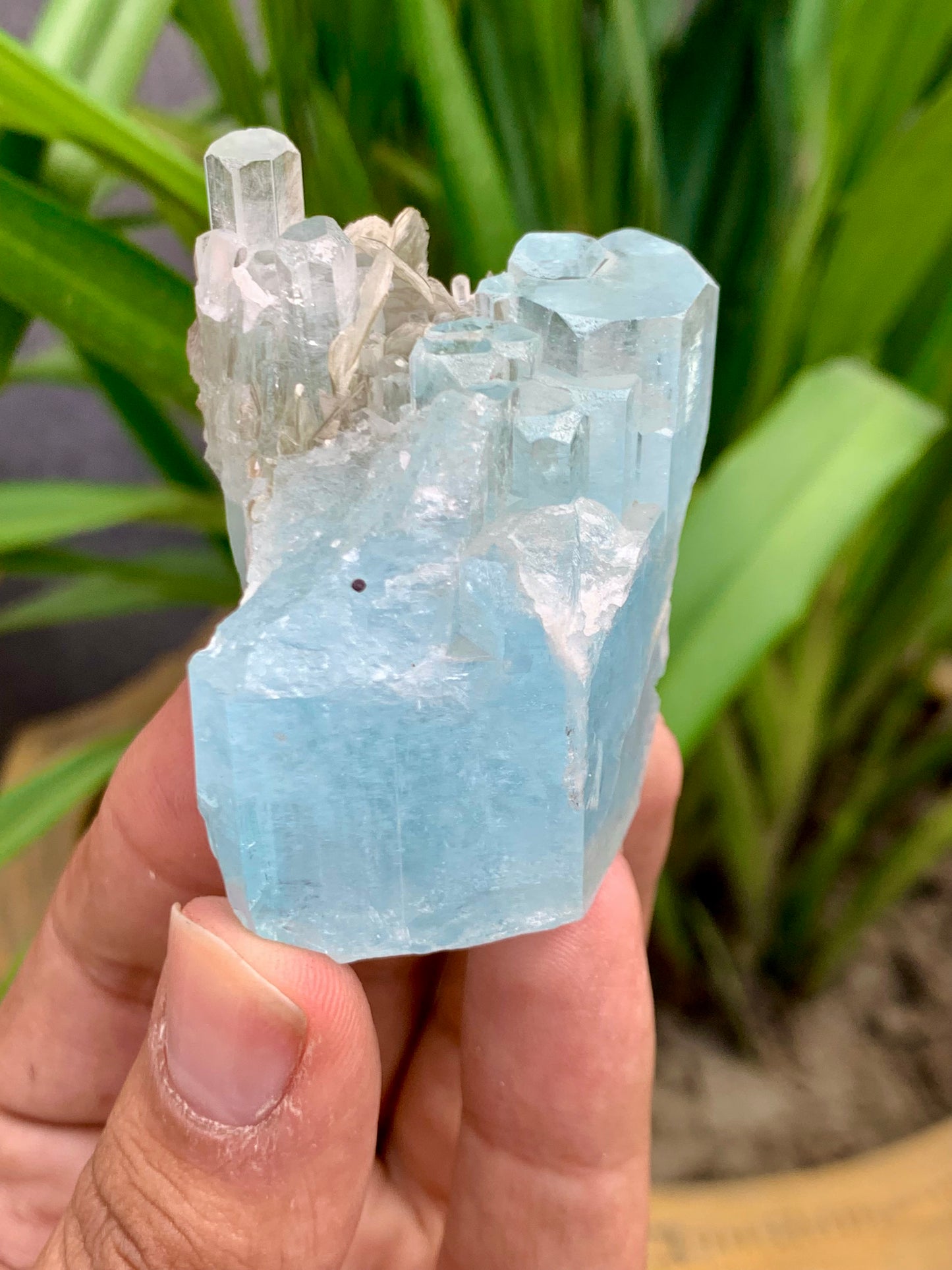 Blue Aquamarine Crystal with Mica  Pakistan 90 Gram