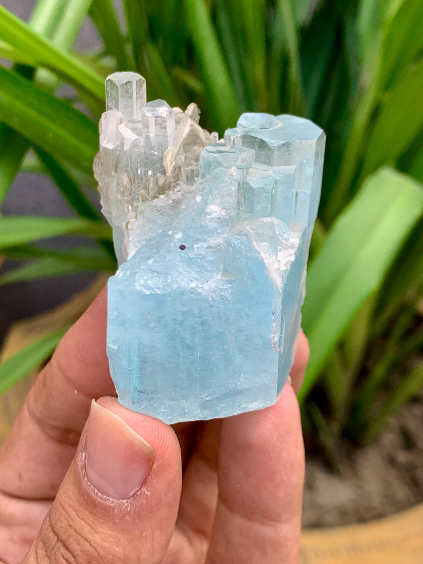Blue Aquamarine Crystal with Mica  Pakistan 90 Gram