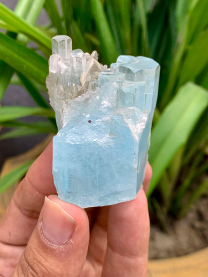 Blue Aquamarine Crystal with Mica  Pakistan 90 Gram