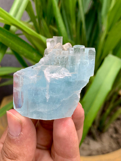 Blue Aquamarine Crystal with Mica  Pakistan 90 Gram