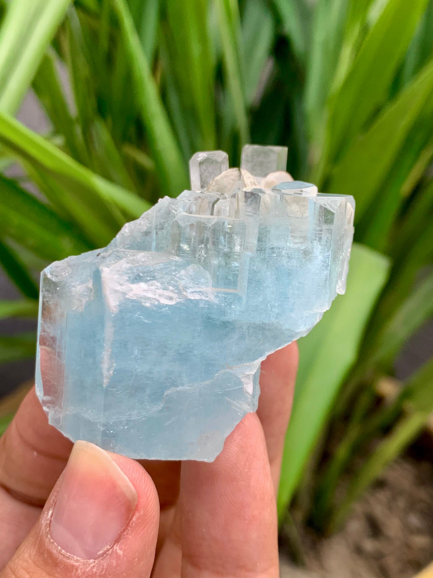 Blue Aquamarine Crystal with Mica  Pakistan 90 Gram