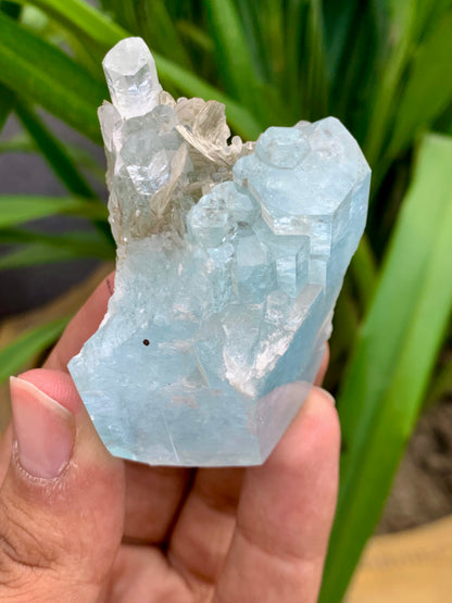 Blue Aquamarine Crystal with Mica  Pakistan 90 Gram