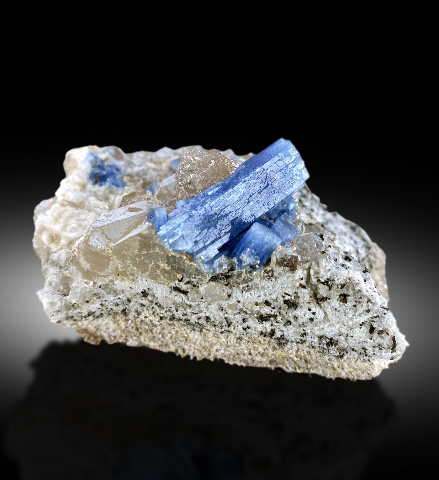 Ink blue aquamarine crystal terminated damage free