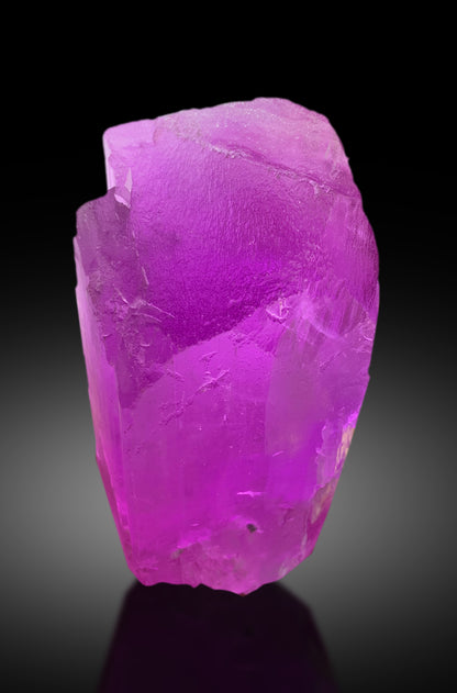 Kunzite crystal dimensions 124 by 72 by 63 mm
Deep pink kunzite crystal back angle view