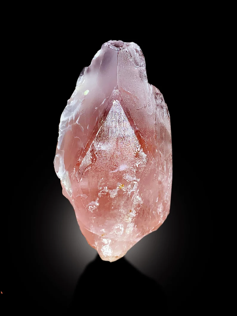 Morganite crystal faces showing luster and clarity
Afghanistan morganite crystal undamaged termination
Natural untreated pink morganite crystal specimen