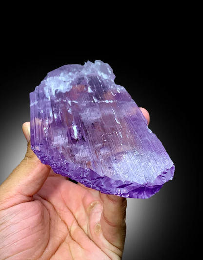 Museum grade pink kunzite, angled display view
Terminated kunzite crystal showing natural color