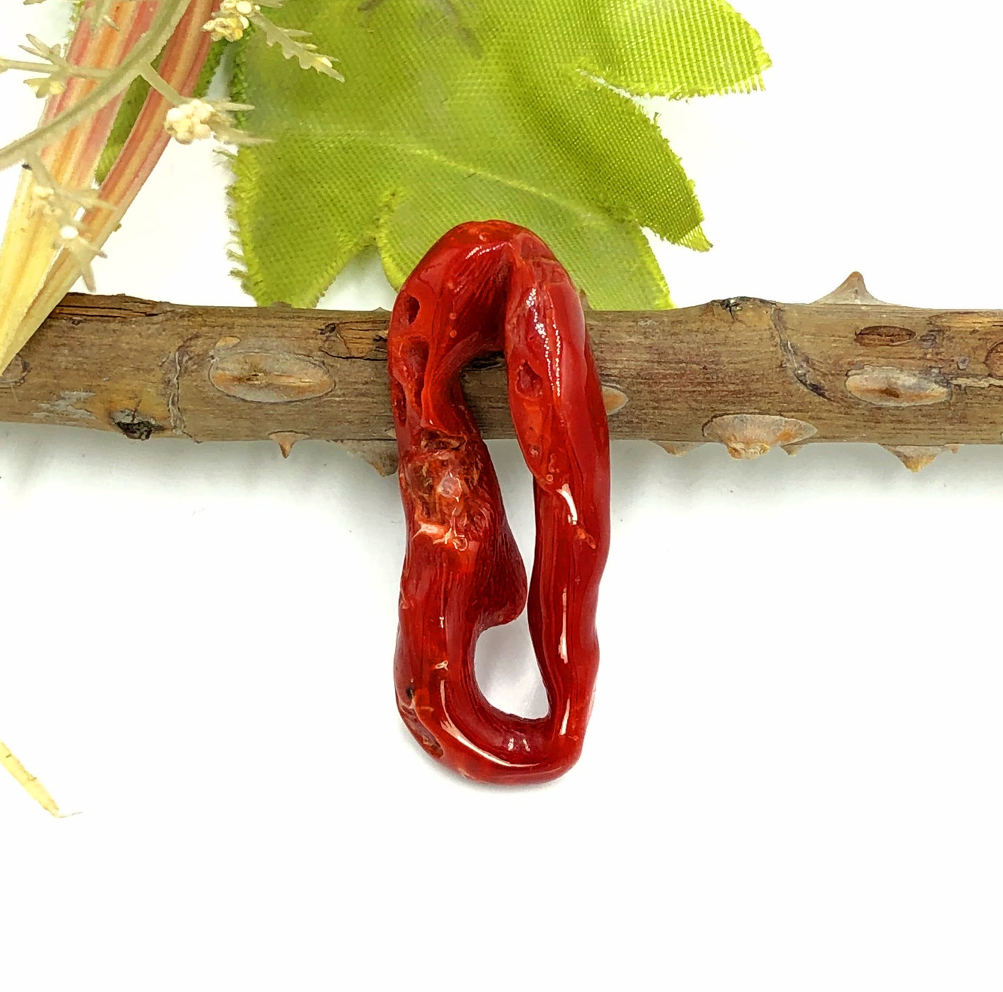 Natural Mediterranean red coral branch elongated shape
Corallium rubrum natural branch not dyed 23.25ct