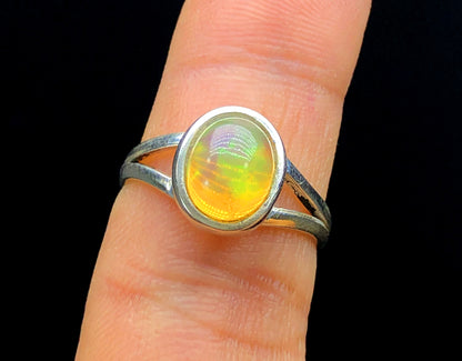 Natural opal ring play-of-color in light
Ethiopian Welo opal ring gift for her