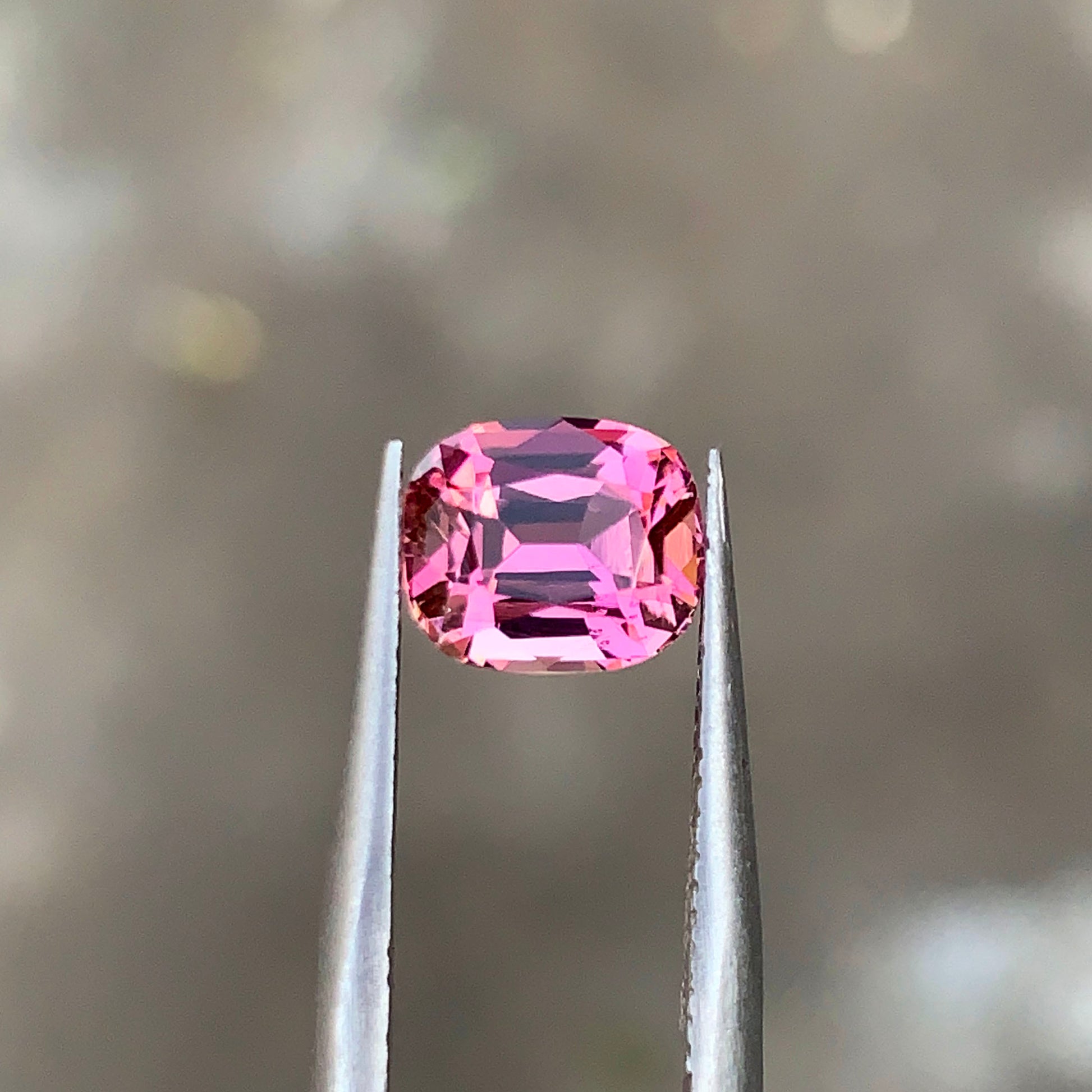 Natural pink tourmaline loose gemstone flawless cushion cut