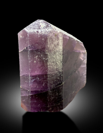 Natural terminated crystal free of chips or damage
Purple scapolite mineral specimen full length view
308 gram scapolite crystal complete profile
Rare purple scapolite crystal from Afghan pegmatite