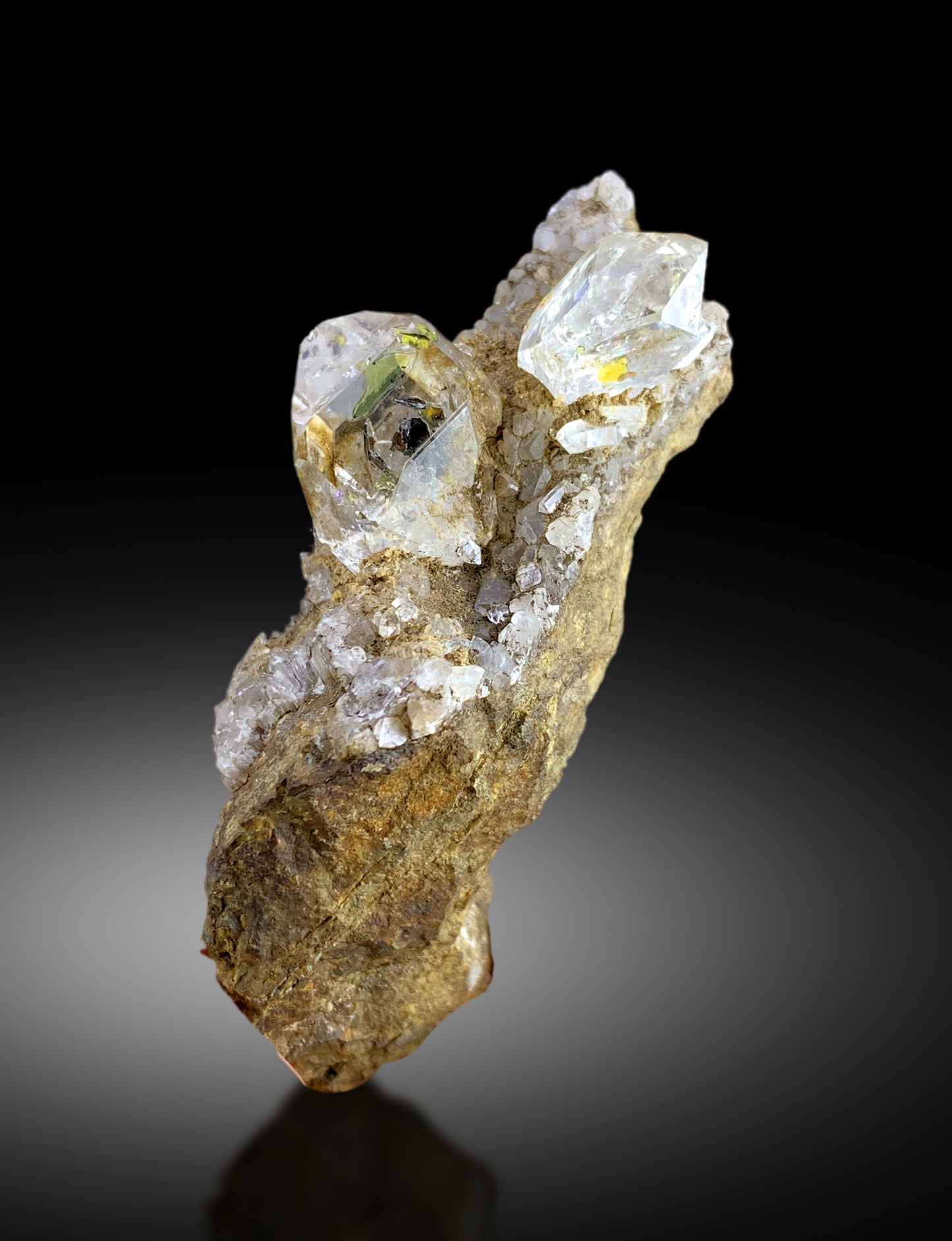 natural quartz on matrix mineral display
terminated enhydro quartz crystal specimen
authentic petroleum quartz crystal formation